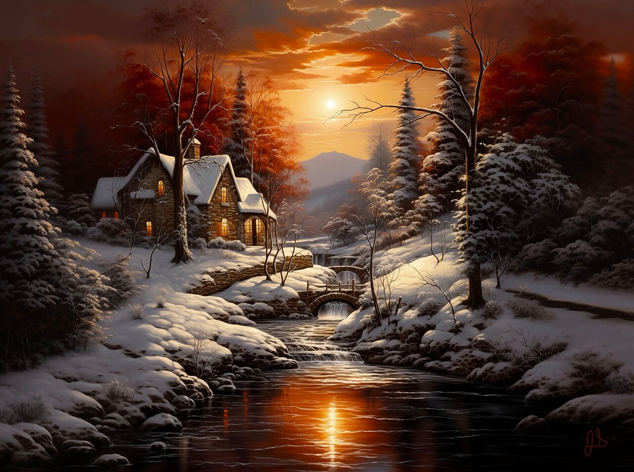 Sunsout Serenity in the Woods 1000 pc Christmas Jigsaw Puzzle 77092